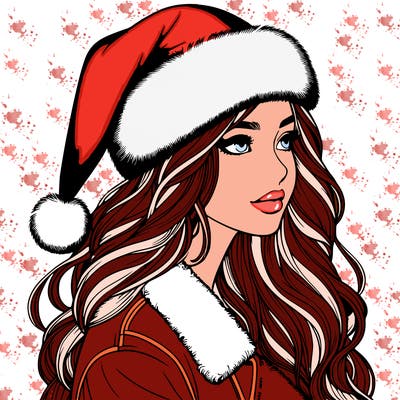 realistic girl in santa hat