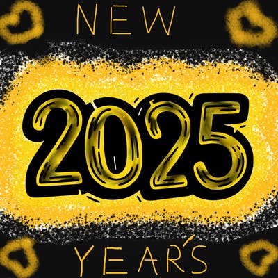 one line scrawled numbers sketch design “2025”