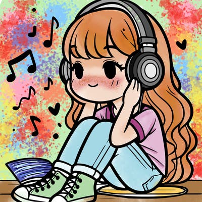 a girl sitting there listening to music