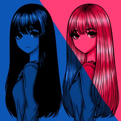 realistic girl with bangs and long straight hair