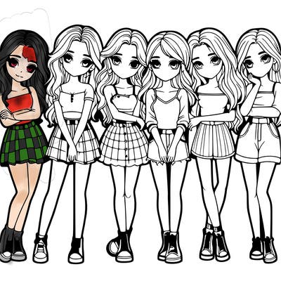 a group of girls realistic