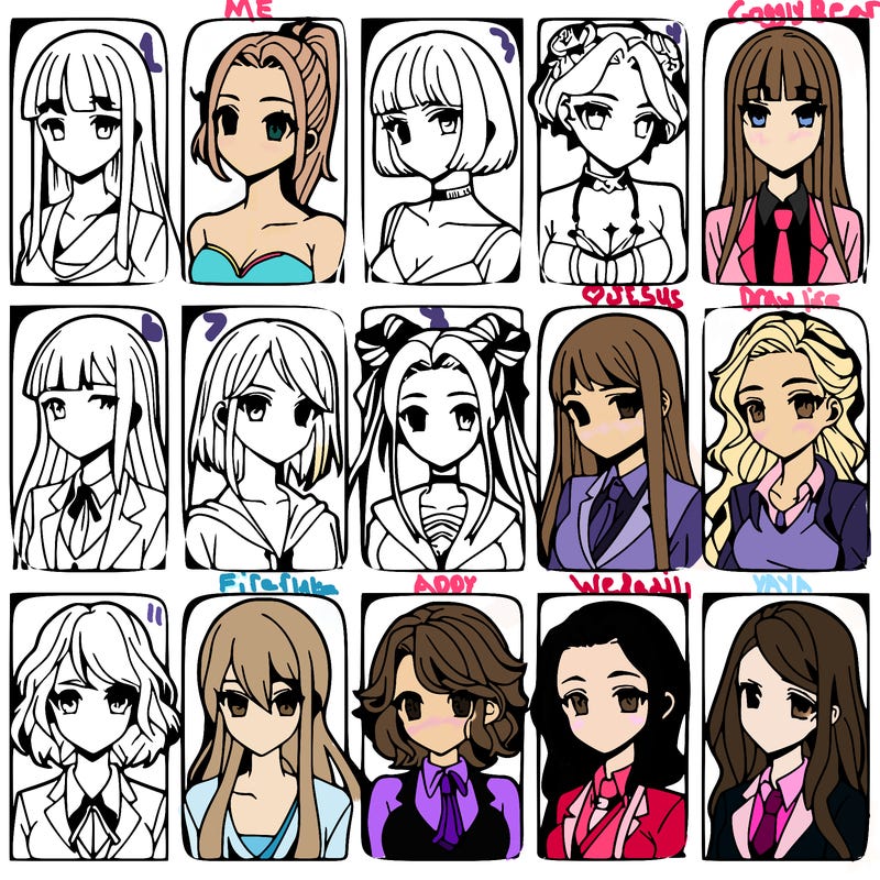 girls that look diffrent anime