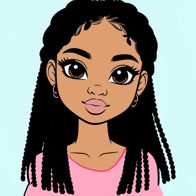 a realistic black girl with braids