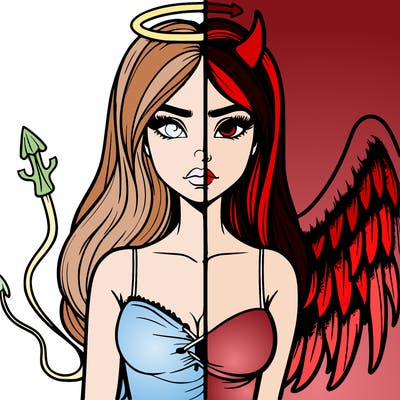 devil vs angel realistic girl