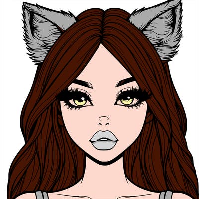 realistic girl with fox ears and realistic lips