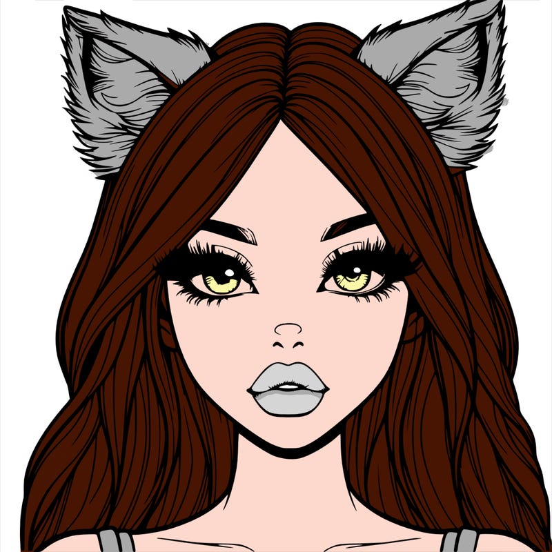 realistic girl with fox ears and realistic lips