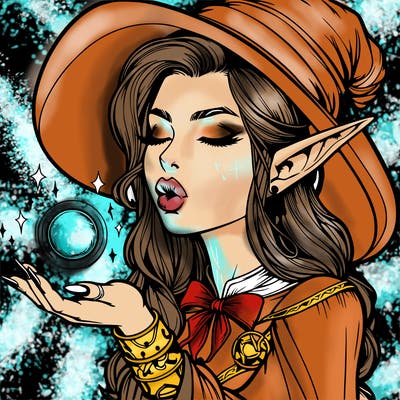realistic elf casting a spell with lips