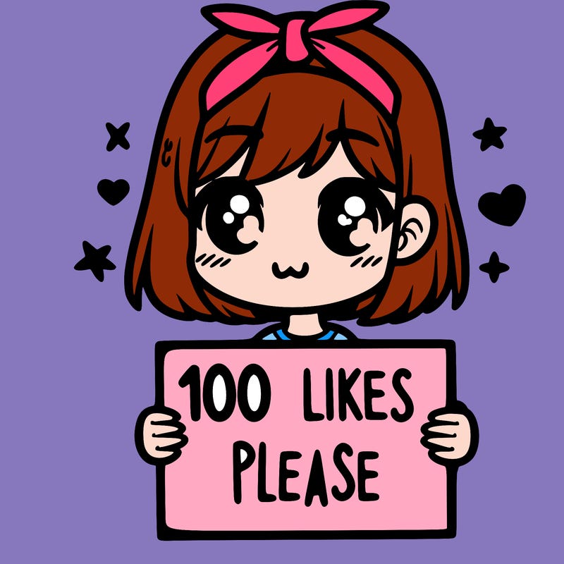 girl holding sign saying 100 likes please