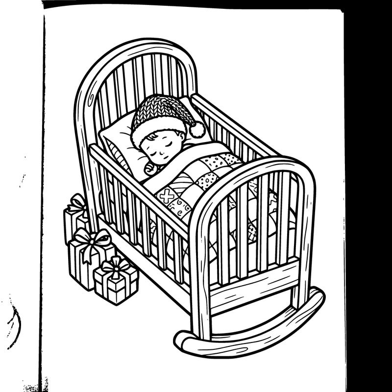 christmas baby in crib with a santa hat asleep