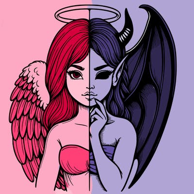 realistic angel half demon