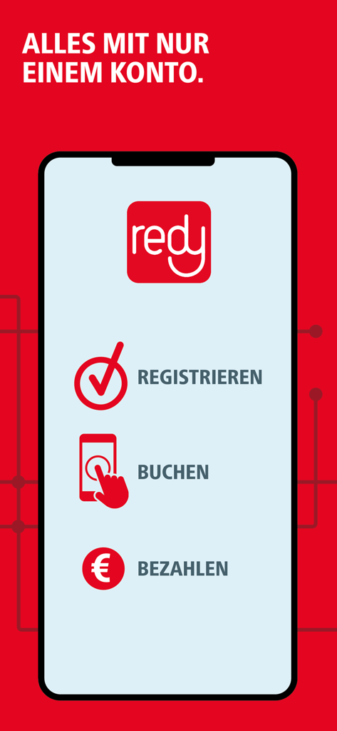 redy - Redy Mobilitäts-App-Prozess für Registrierung, Buchung und Bezahlung mit einem Konto