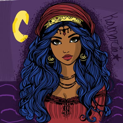 realistic beautiful mysterious gypsy girl