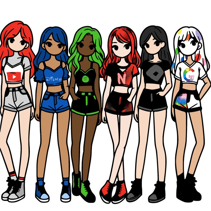 a group of girls wearing crop tops and shorts