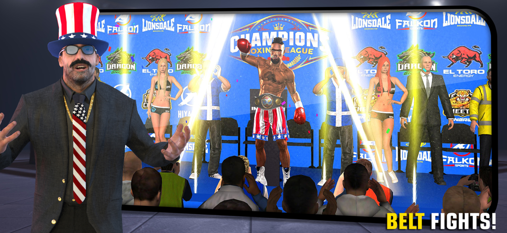 Boxing - Fighting Clash - Un boxeador celebrando la victoria de una pelea por el título con un trofeo de campeonato en Boxing Fighting Clash