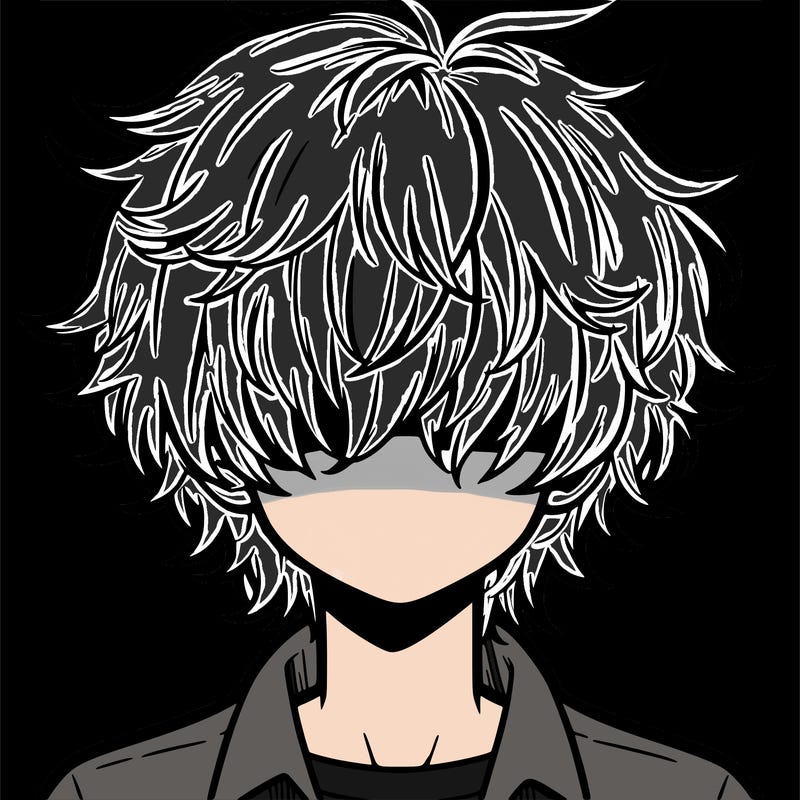 manga boy fluffy hair covering his eyes