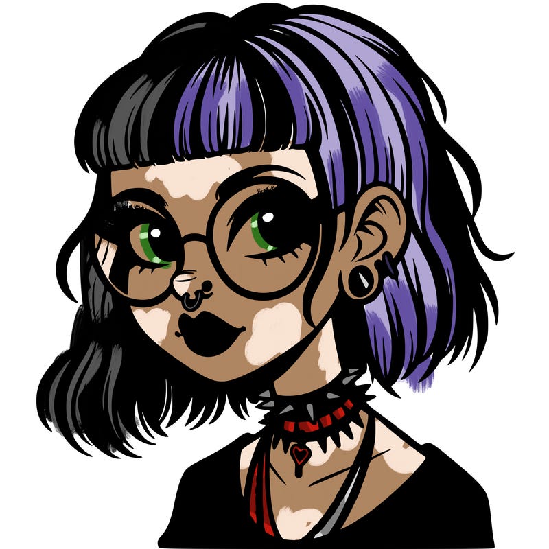gothic girl with a mullet and glasses