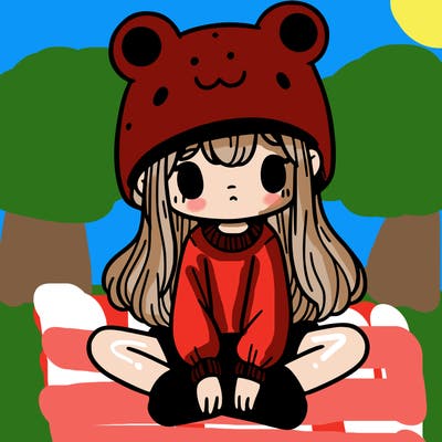 a girl wearing a frog hat and some frog socks