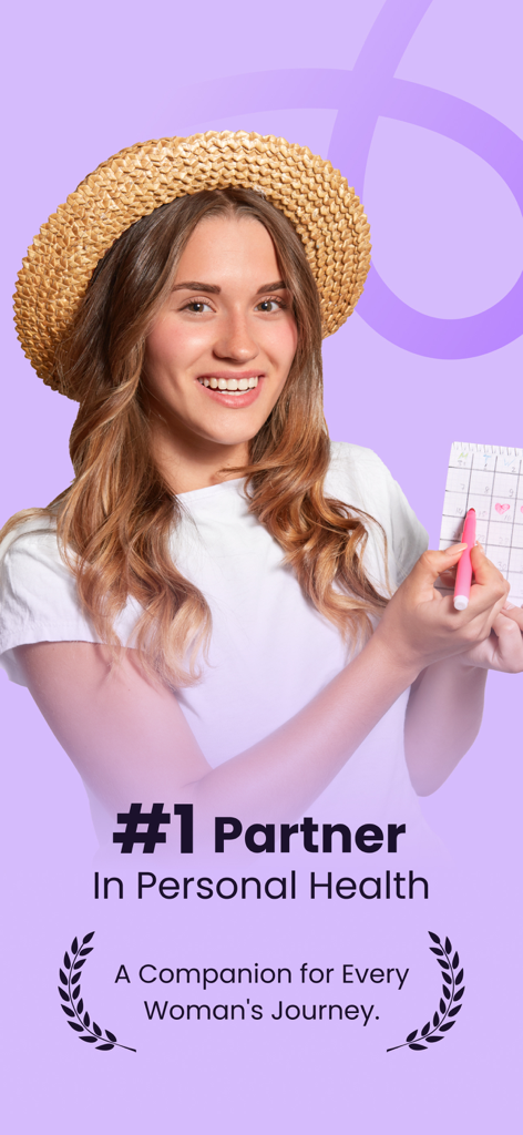 Chloe: Ovulation Tracker - A smiling woman holding a cycle tracking calendar with text stating Number 1 Partner in Personal Health