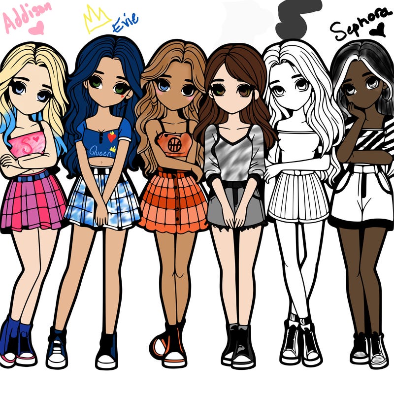 a group of girls realistic