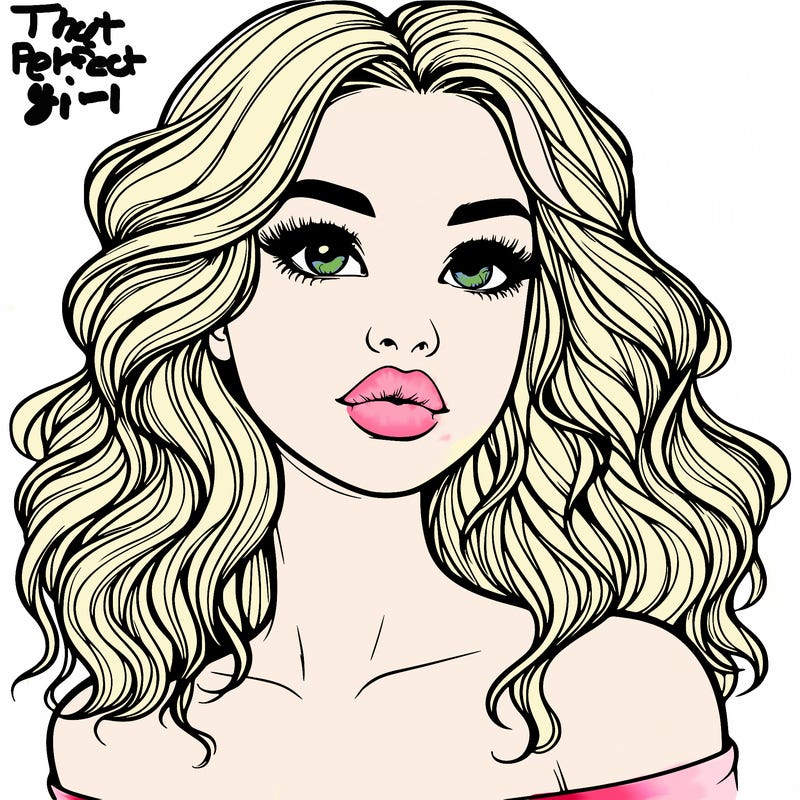 realistic girl with wavy hair and lips