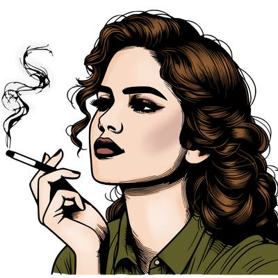 realistic beautiful lady smoking