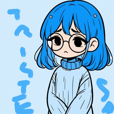 sad girl with glasses in a sweater