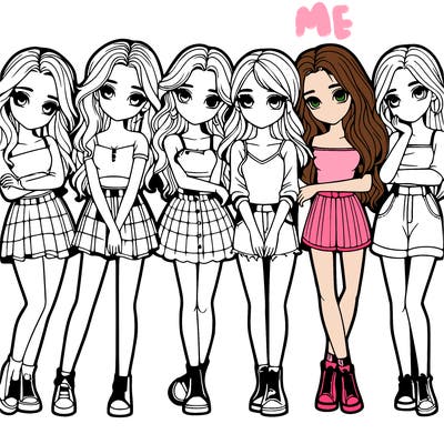 a group of girls realistic