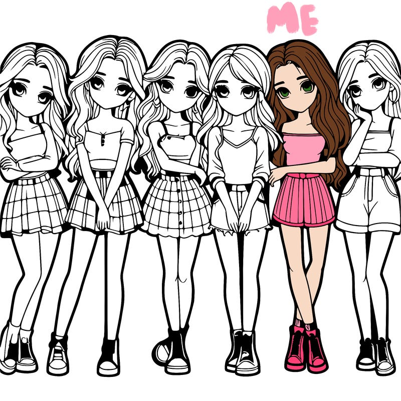 a group of girls realistic