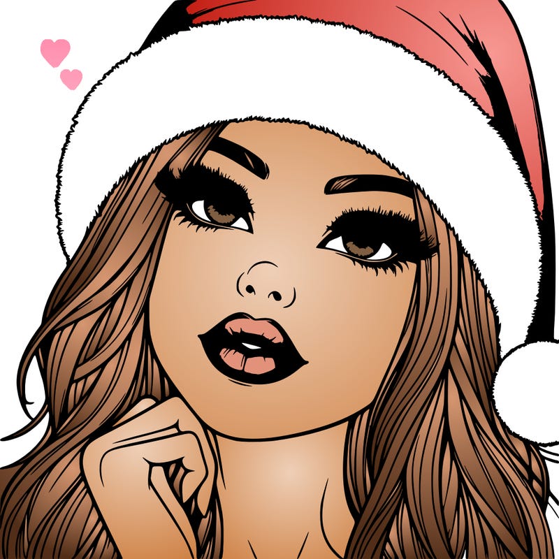 realistic christmas girl with lips