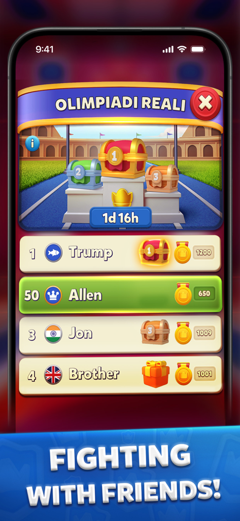 Bricks Royale - Bricks Royale mobile game leaderboard screen showing player rankings and prize chests