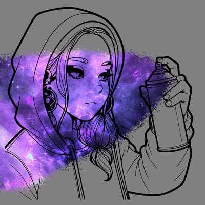 a realistic girl, spray painting