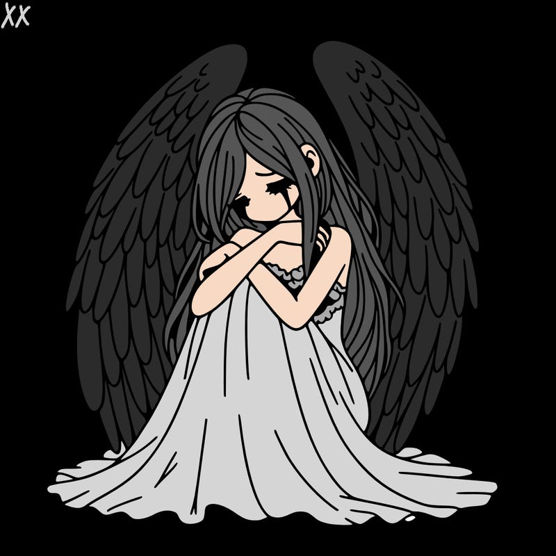 ethereal girl in grief, lonely and heartbroken