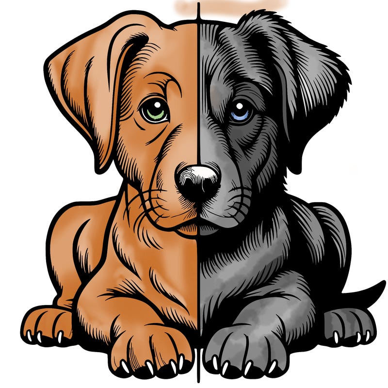 realistic dog split picture