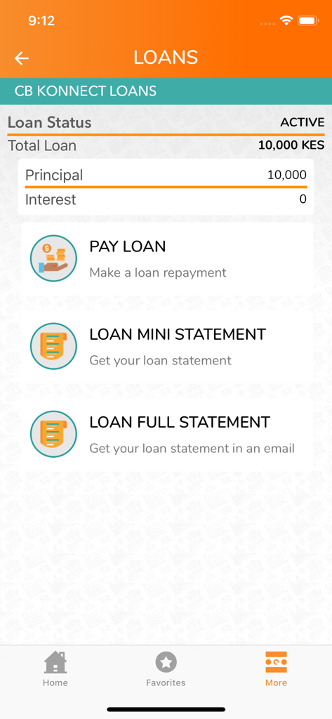 Credit Bank CB Konnect - CB Konnect app screen displaying active loan status and repayment options in KES