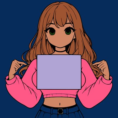 girl holding a blank sign in a long sleeve crop top