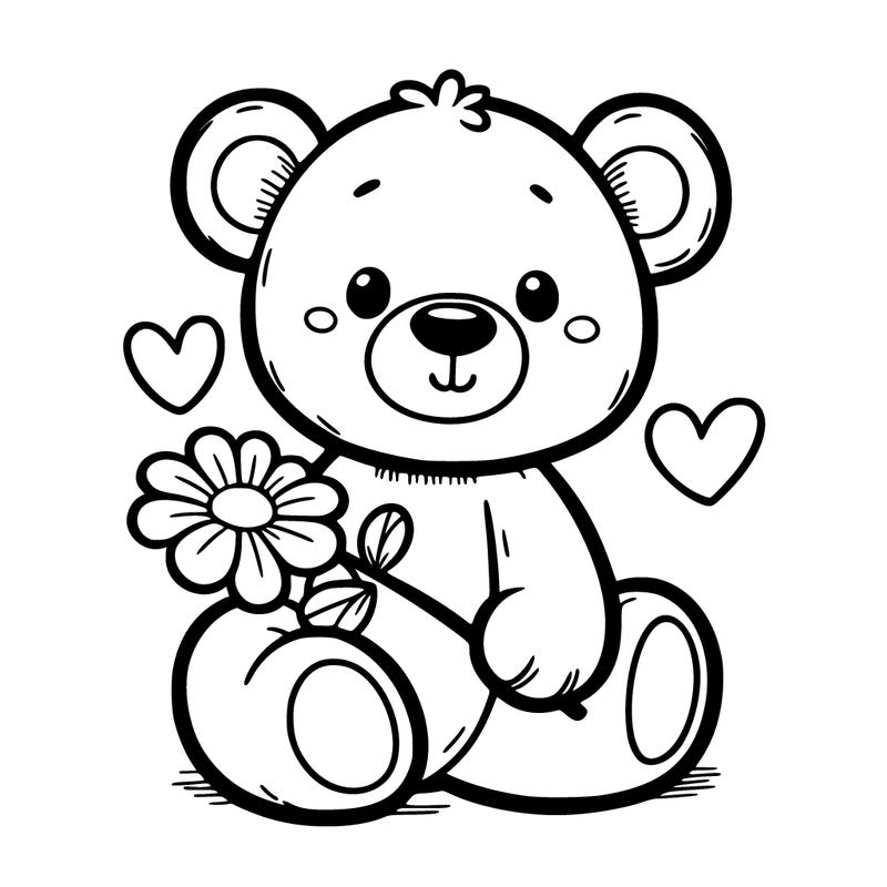 teddy bear holding a flower