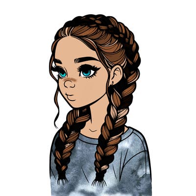 realistic girl with braids