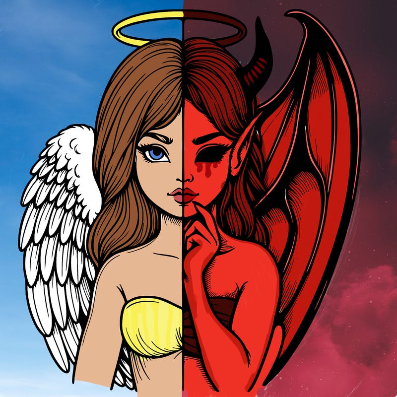 realistic angel half demon