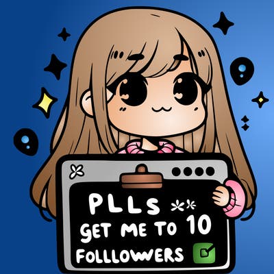 a girl with a whiteboard that says pls get me to 10 followers