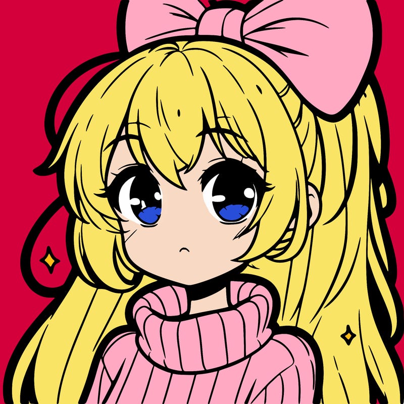 anime girl with hairbow wearing a turtleneck