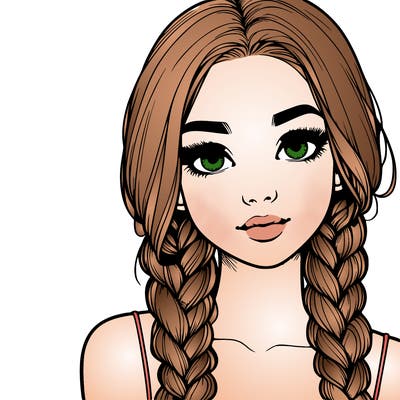 realistic girl with braids