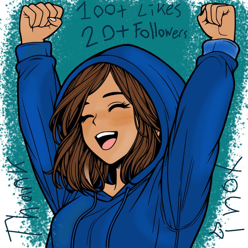 realistic girl with shoulder length hair wearing a hoodie celebrating