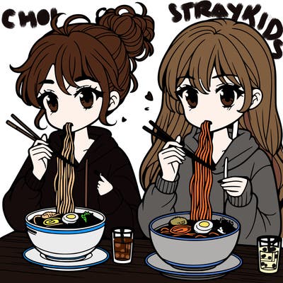girls eating ramen