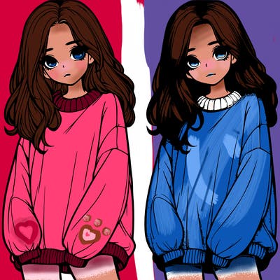 realistic girl with baggy sweater