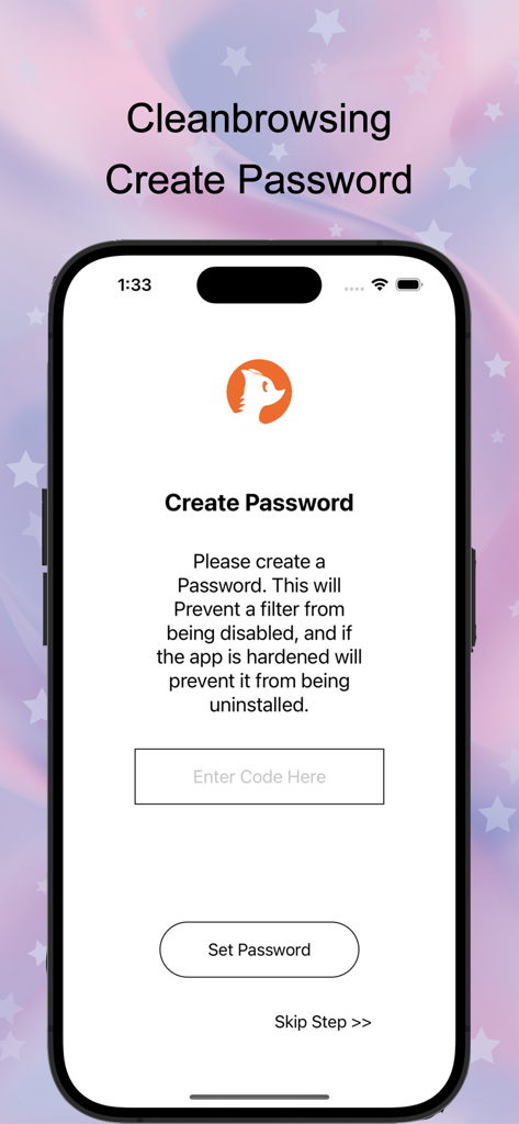 CleanBrowsing.org DNS - Create password screen in the CleanBrowsing app to protect DNS filters from being disabled or uninstalled.