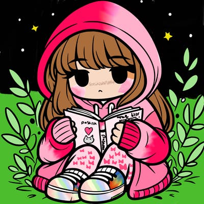 girl in oversized hoodie reading a book