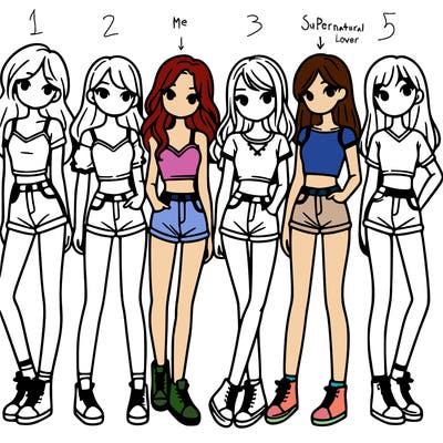 a group of girls wearing crop tops and shorts