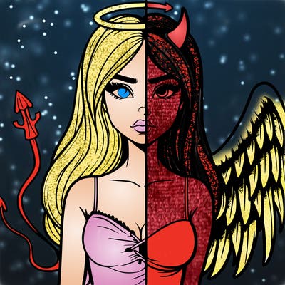 devil vs angel realistic girl