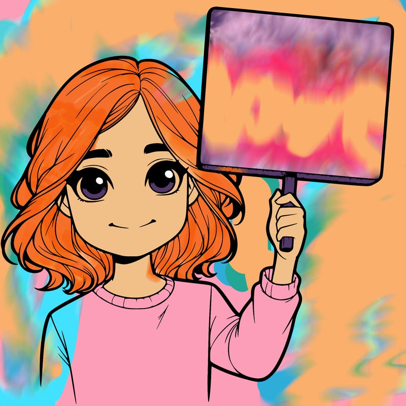 realistic girl holding up a sign