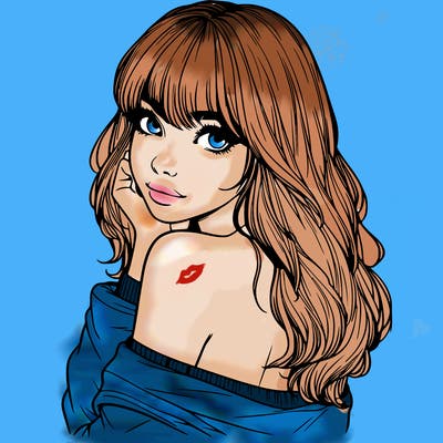 realistic girl with bangs looking over her shoulder